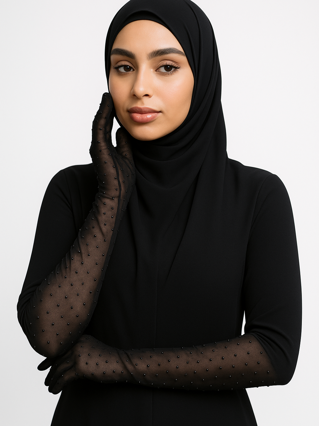 Black Rhinestone Gloves