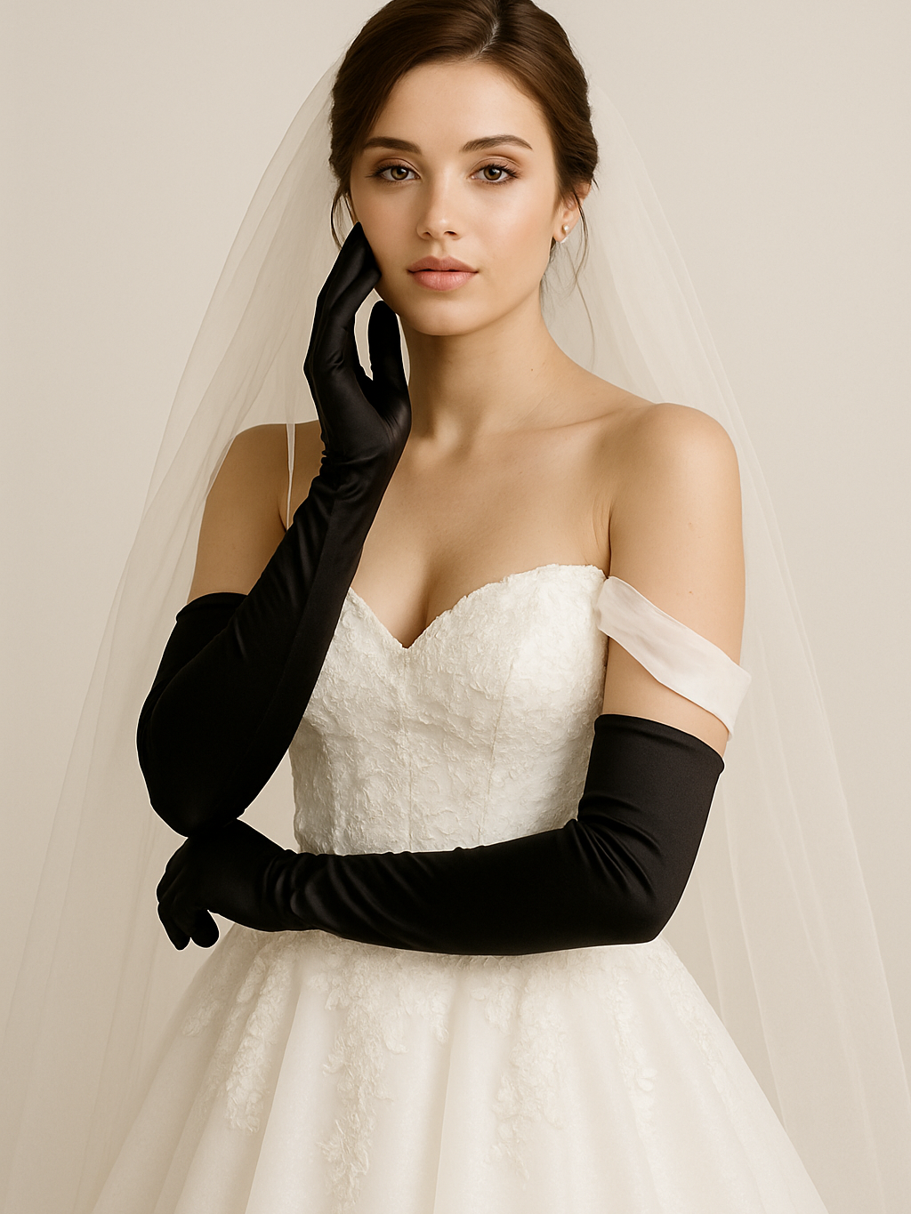 Plain Long Satin Gloves