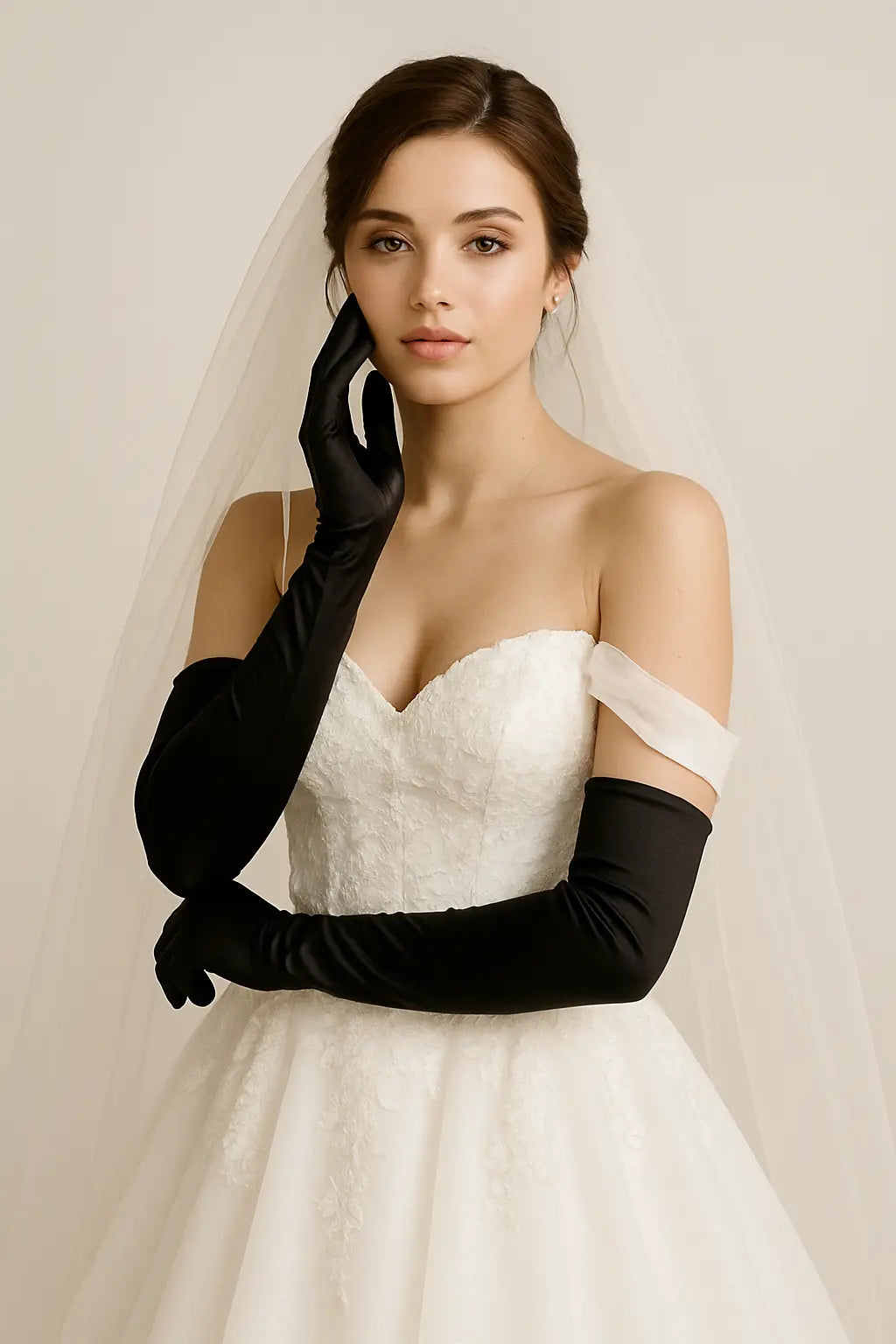 Plain Long Satin Gloves Smack Touch (Gloves)