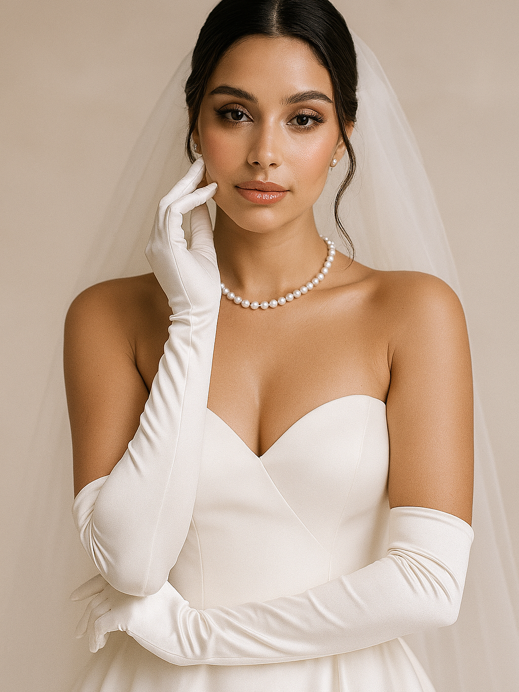 Plain Long Satin Gloves