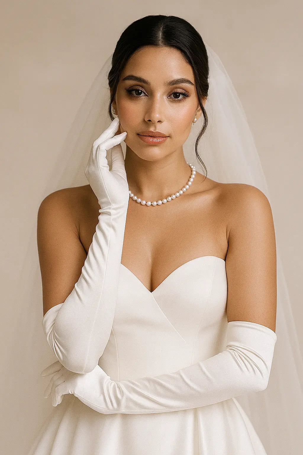 Plain Long Satin Gloves Smack Touch (Gloves)