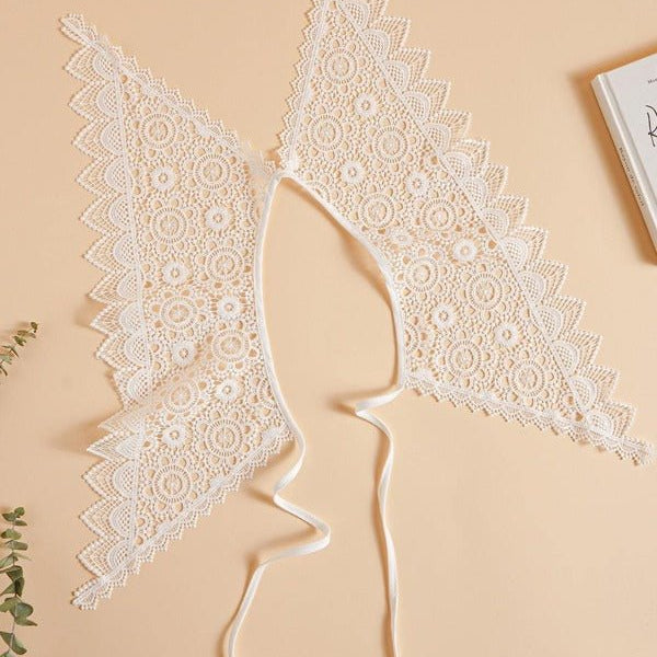 Floral Embroidered White Collar