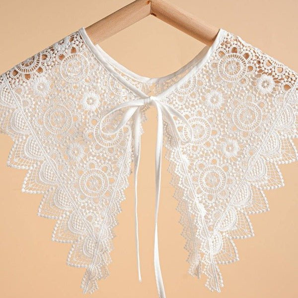 Floral Embroidered White Collar