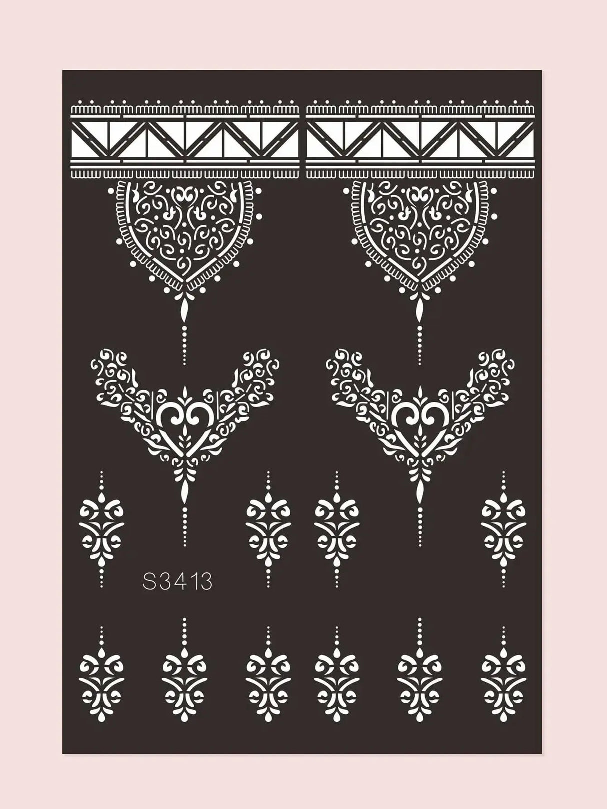 Flower Pattern Mehndi Stencils | 1 Sheet