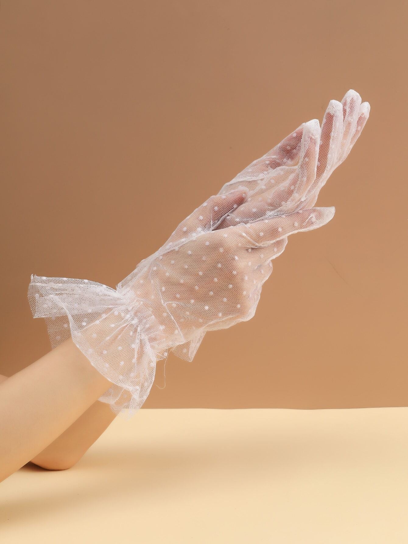 Polka Dot Mesh Bridal Gloves