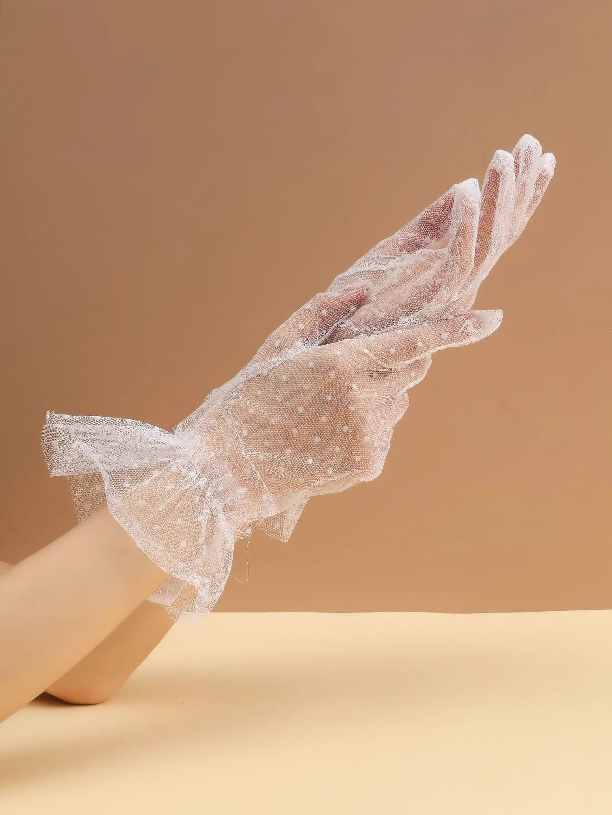 Polka Dot Mesh Bridal Gloves Smack Touch