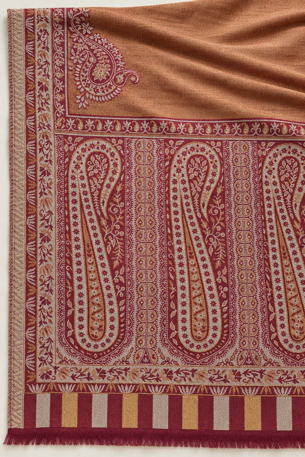 Moonlight Reversible Burgundy & Copper Shawl - 03-material-detail