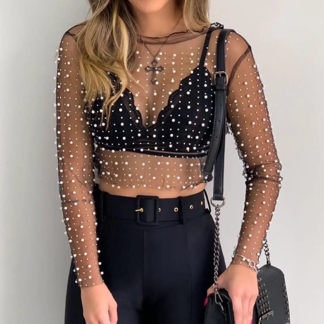 Lulu Crystal Mesh Top Smack Touch (Tops)