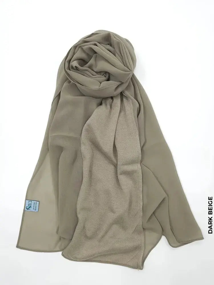Chiffon High Quality Stitch Hijab Dark Beige Scarf (Hijab)