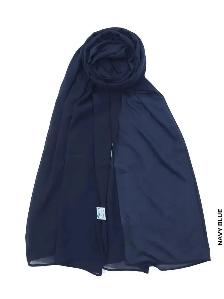 Chiffon High Quality Stitch Hijab Navy Blue Scarf (Hijab)