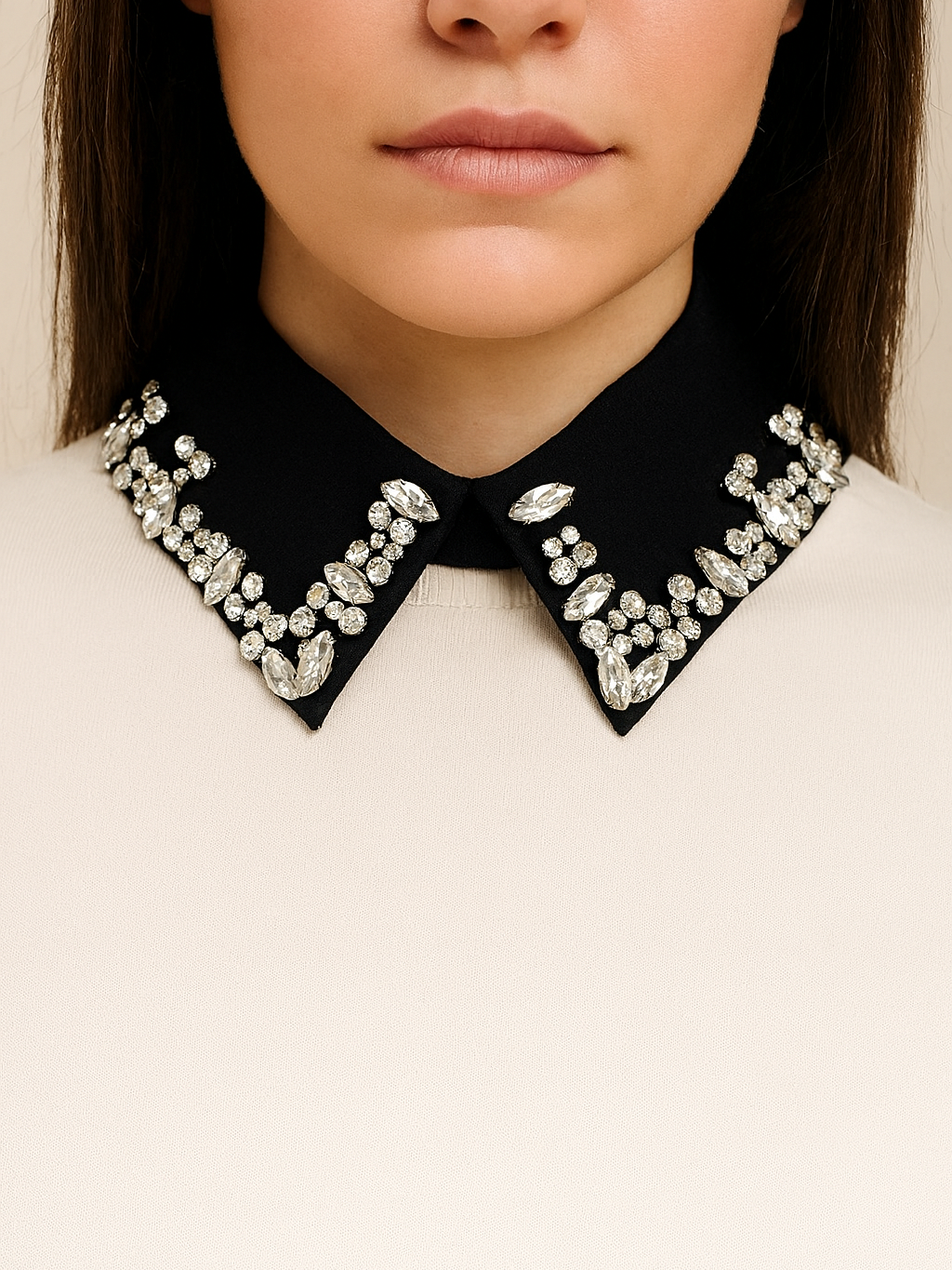 Rhinestone Decor Fake Collar