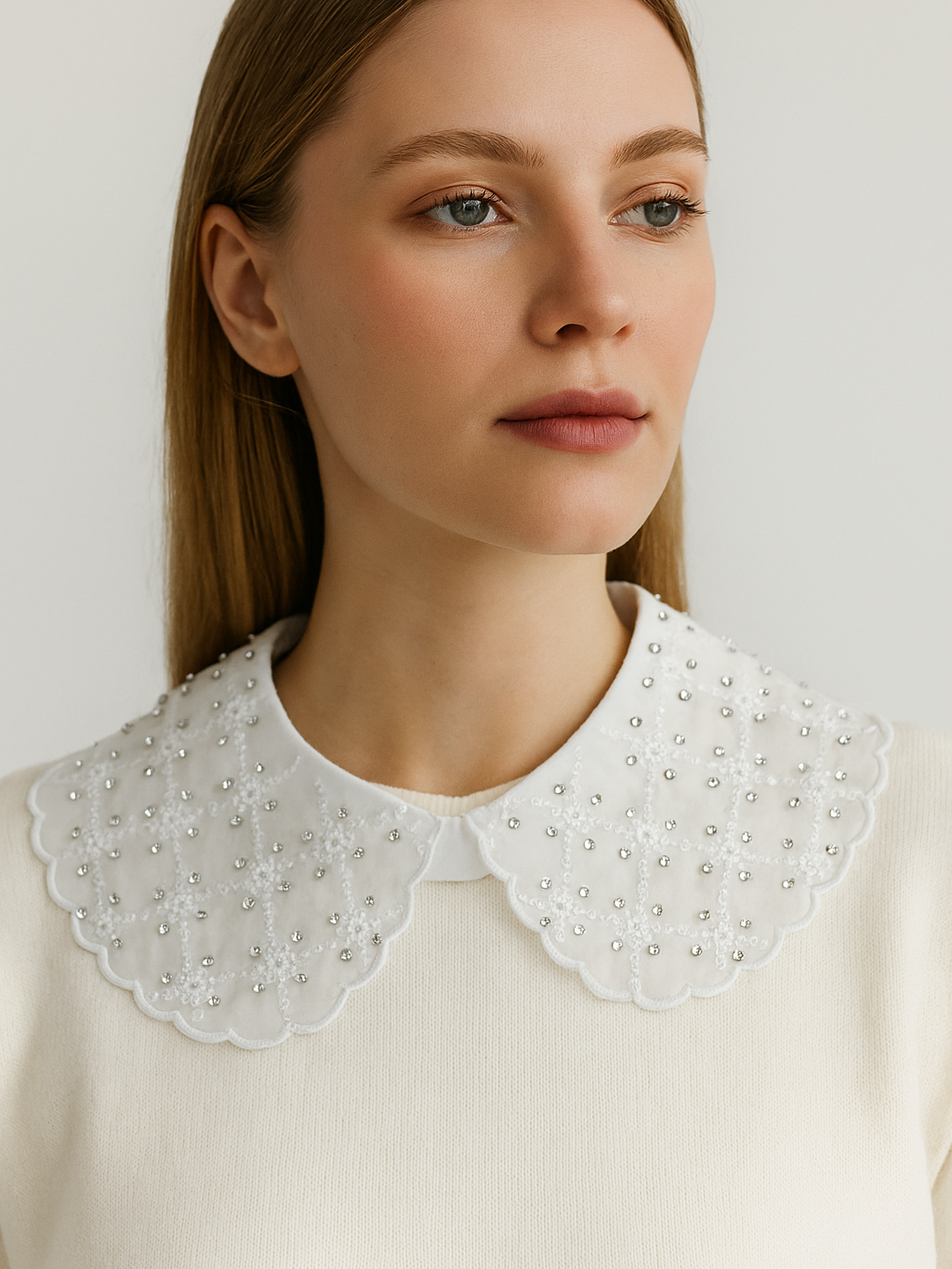 Crystal Shawl Fake Collar