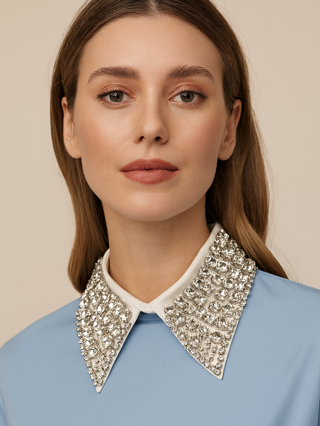 Rhinestone Pearl Fake Collar