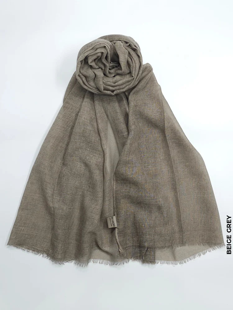 Comfort Linen Scarf for Summer Beige Grey Linen Scarf