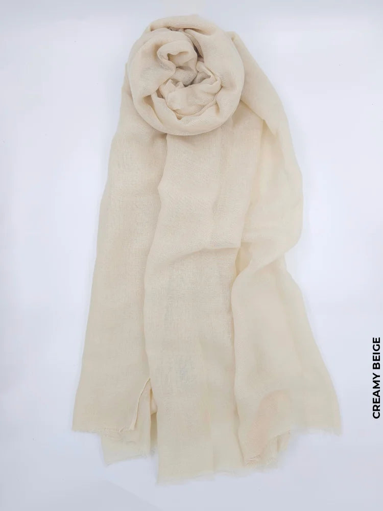 Comfort Linen Scarf for Summer Creamy Beige Linen Scarf