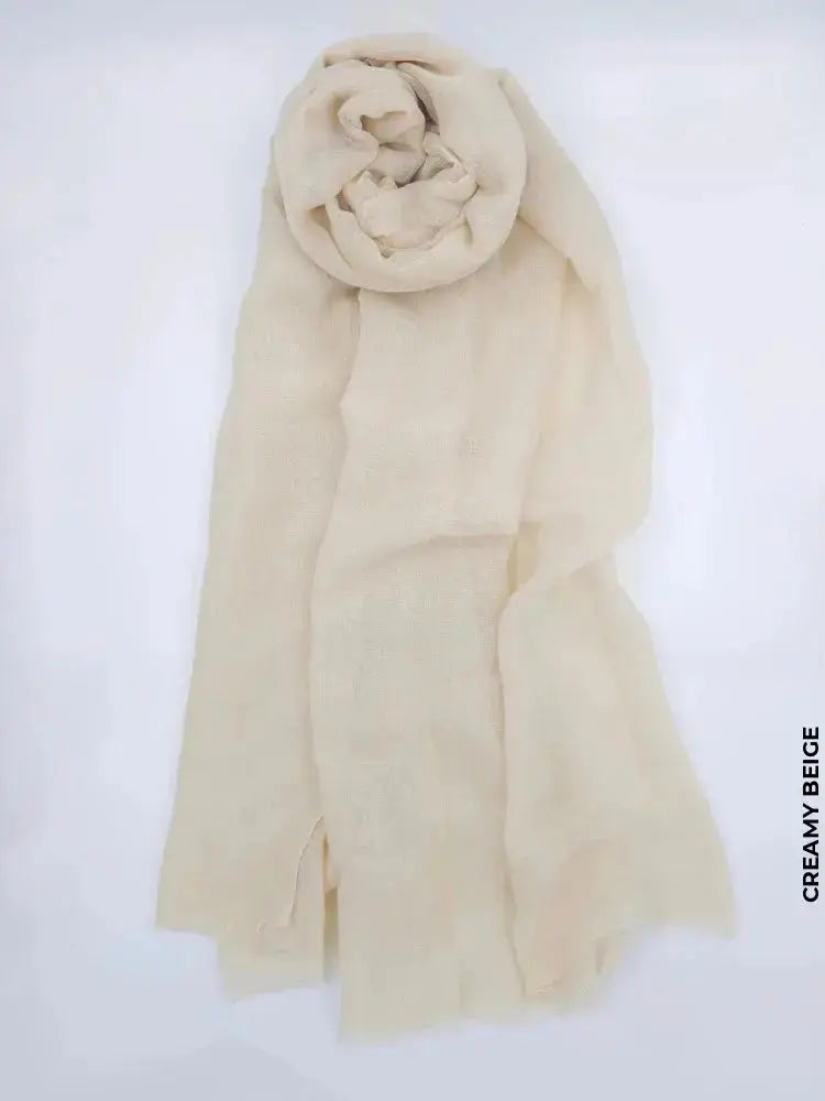 Comfort Linen Scarf for Summer Creamy Beige Linen Scarf