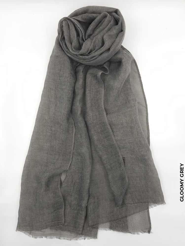 Comfort Linen Scarf for Summer Gloomy Grey Linen Scarf