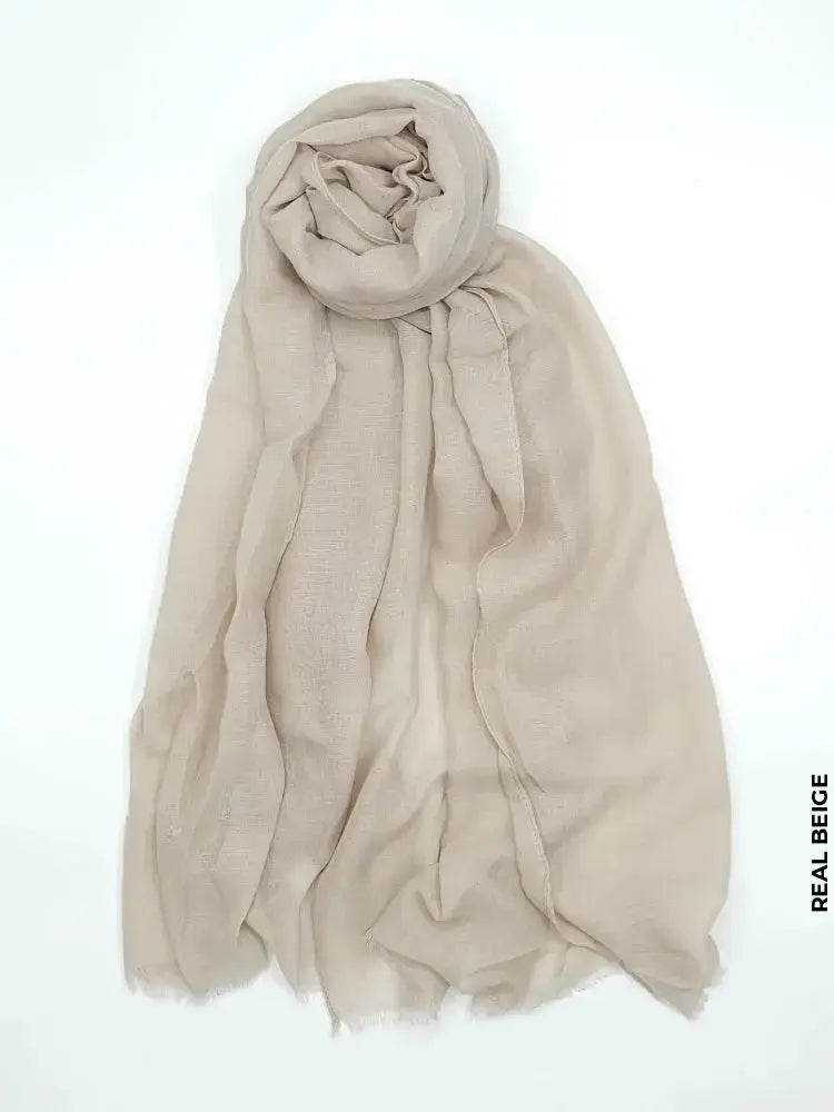 Comfort Linen Scarf for Summer Real Beige Linen Scarf