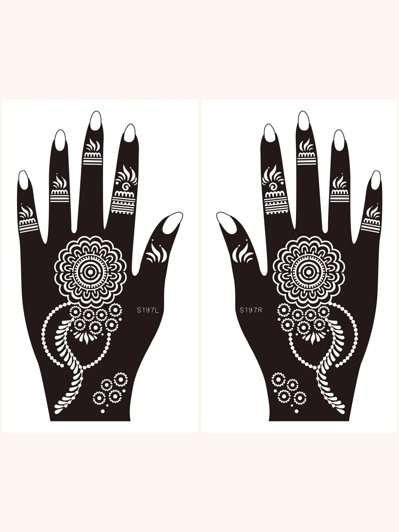 Flower Pattern Mehndi Stencils | 2 Sheets | 4 Style