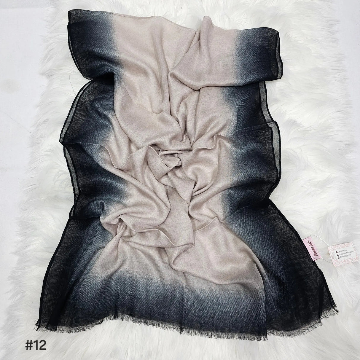 Fading Gradient Border Linen Ombre Scarf Smack Touch (Hijab)
