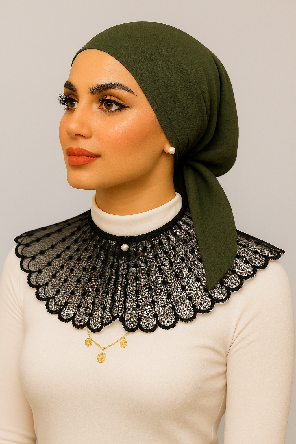 Floral Embroidered Dickey Collar | Faux Pearl Decor