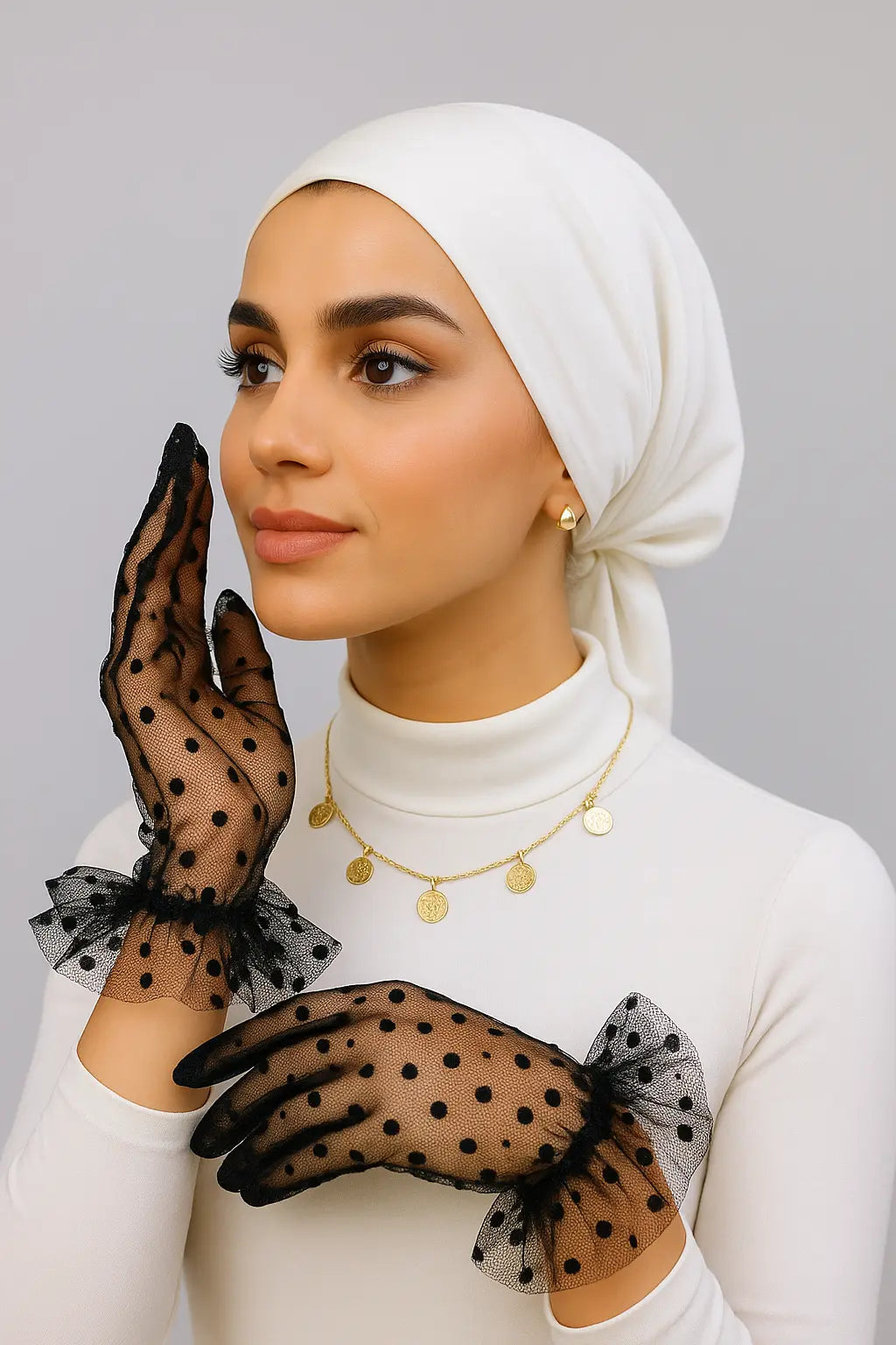 Polka Dot Mesh Bridal Gloves Smack Touch