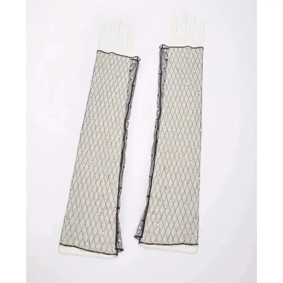 Rhinestone decor checks arm sleeves