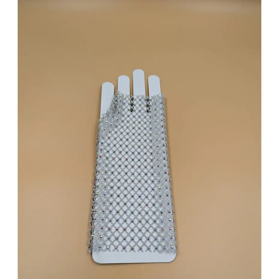 Fishnet Crystal Gloves for Women | Rhinestone Decor