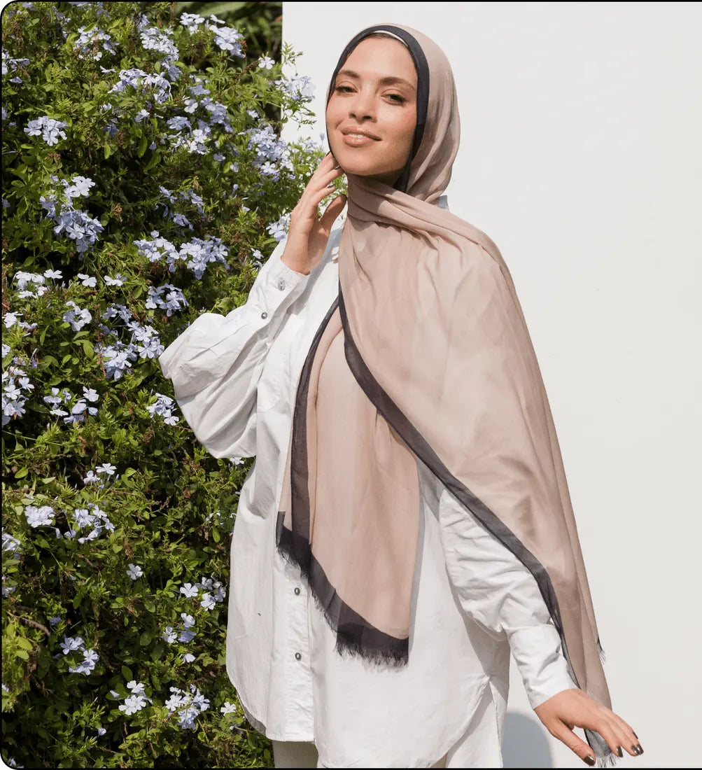 Kuwait Lady Frame border Linen scarf Kuwait lady – Smack Touch Hijab