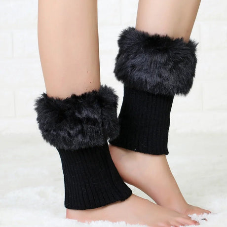 Fluffy decor Leg warmer gloves For Winters