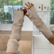 Long Fingerless cashmere gloves for women