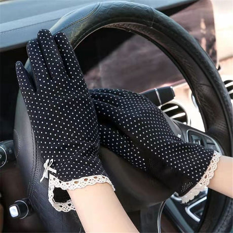 Sun Protection Polka Dotted Gloves | دانتيل