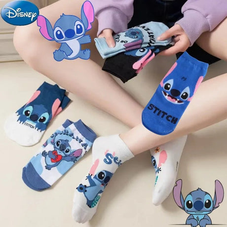 Stitch Cartoon Ankle Socks | Child Socks | 5 Pair