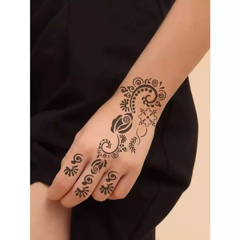 Flower Pattern Mehndi | 4 Sheets | Stencils