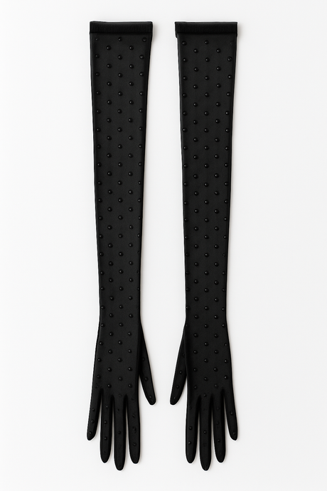 Black Rhinestone Gloves