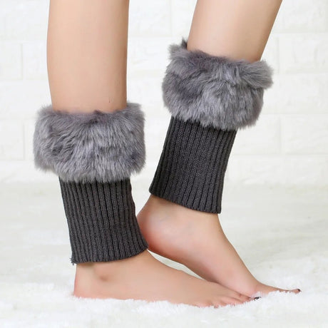 Fluffy decor Leg warmer gloves For Winters