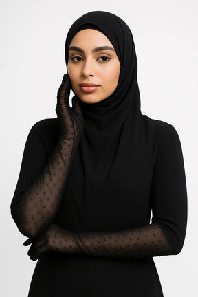 Black Rhinestone Gloves Smack Touch
