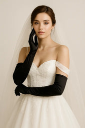Plain Long Satin Gloves Smack Touch (Gloves)