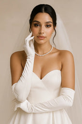 Plain Long Satin Gloves Smack Touch (Gloves)