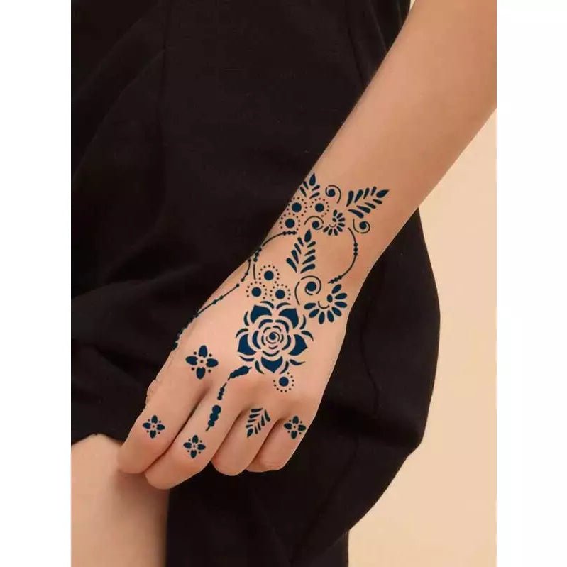 Flower Pattern Mehndi Stencils | 2 Sheets | 4 Style