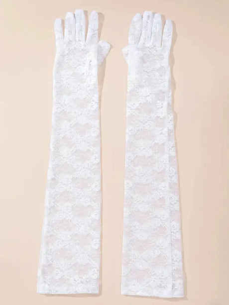 Floral lace Long Gloves | Black & White