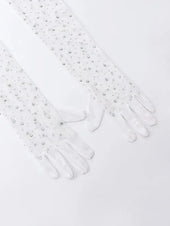 Rhinestone Decor Gloves