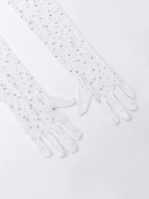 Rhinestone Decor Gloves