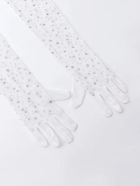 Rhinestone Decor Gloves