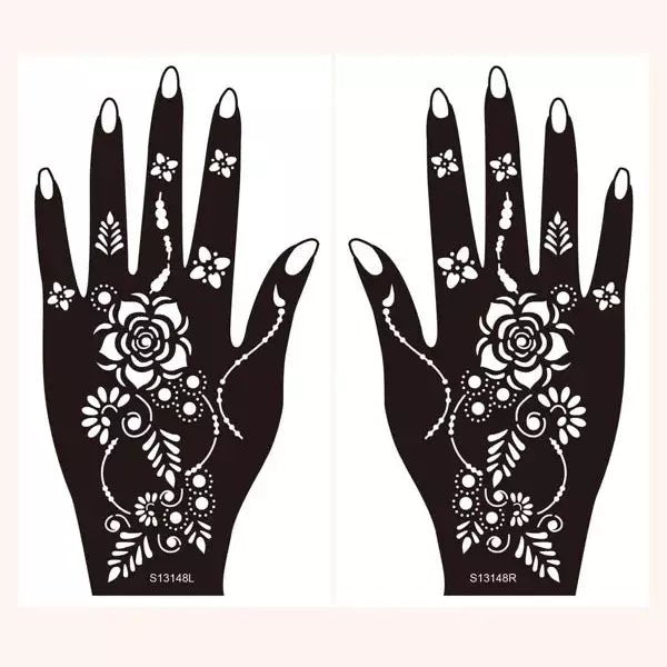 Flower Pattern Mehndi Stencils | 2 Sheets | 4 Style