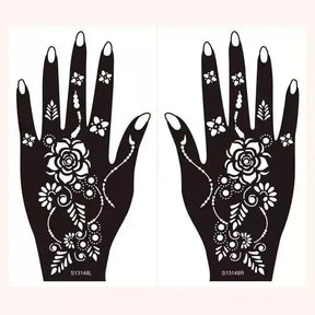 Flower Pattern Mehndi Stencils | 2 Sheets | 4 Style