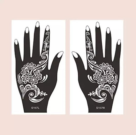 Flower Pattern Mehndi Stencils | 2 Sheets | 4 Style