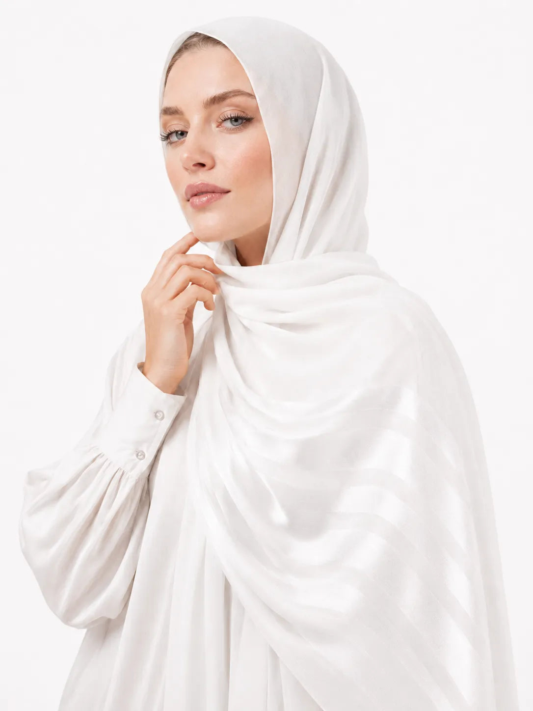 Half Linen & Satin Strips Hijab