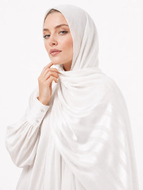Half Linen & Satin Strips Hijab