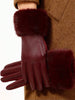 Solid Fuzzy Leather trim gloves for winter 3 designs